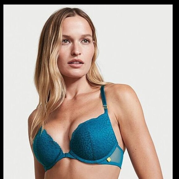 *NEW* Victoria's‎ Secret Blue Sapphire Sexy Tee Push-Up Racerback Bra 34DD NWT - Picture 3 of 15